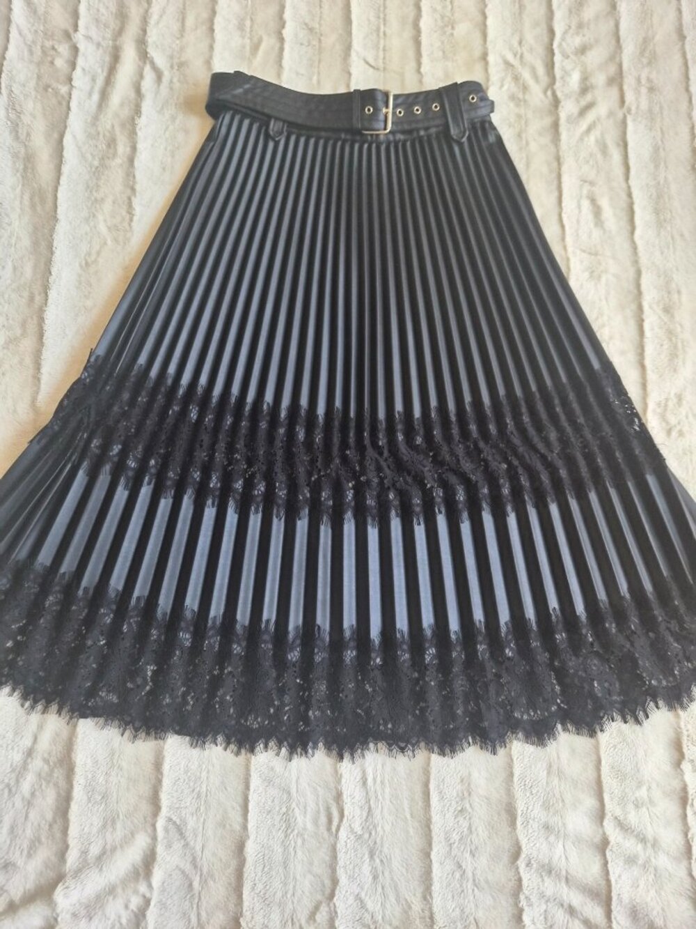 River Island Faux Pleated Flare Midi Skirt, UK 12 / US 8, NWT